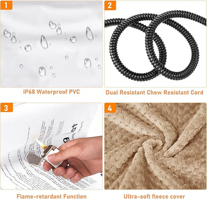 INVENHO Heated Cat Bed, Waterproof Adjustable Temperature Dog Cat Heating Pad with Timer, Indoor Pet Heating Pad for Cats Dogs Electric Pads for Dogs Cats, Pet Heated Pad