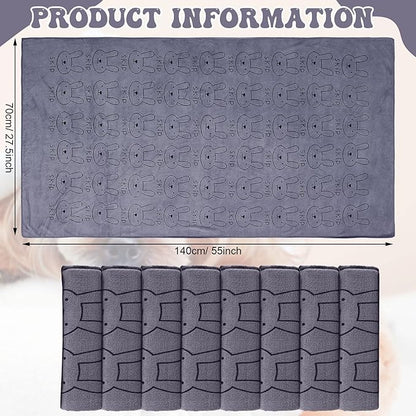 Peryiter 8 Pcs Dog Drying Towels Bulk 55'' x 28'' Pet Grooming Absorbent Microfiber Dog Bath Towels Quick Drying Puppy Bathing Towel for Small Medium Large Cats Pets Bathing Grooming(Grey)