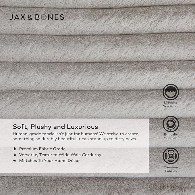 Jax & Bones Dog Bed Napper - Luna Grey Machine Washable Bed For Dogs - Extra Heavy Duty Bolstered Sides - Small Grey Dog Mat Beds | 24 x 21 Inches