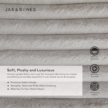 Jax & Bones Dog Bed Napper - Luna Grey Machine Washable Bed For Dogs - Extra Heavy Duty Bolstered Sides - Small Grey Dog Mat Beds | 24 x 21 Inches