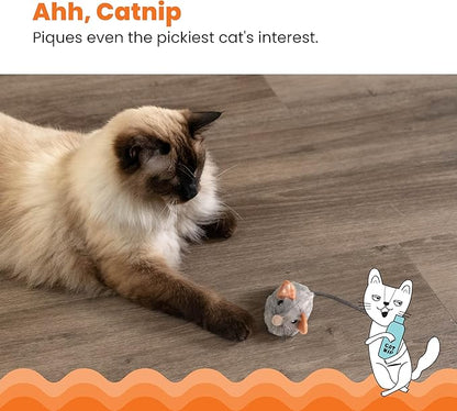 Catstages Squeak Squeak Mouse Cat Toy with Touch-Activated Sound & Catnip, Gray (Pack of 2)
