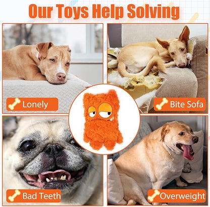 HUGEME Squeaky Dog Toy, Plush Stuffed Dog Toy Keep Them Busy Tug of War Dog Chew Toy for Small Medium Large Dogs (Orange)
