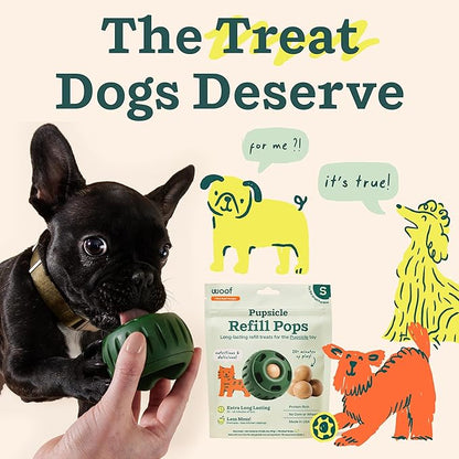 WOOF Pupsicle Refill Pops - Low-Mess Dog Snacks - with Peanut Butter and Beef - Dog Treats - Long Lasting - Small Pops - 10 Count - 2 Pack