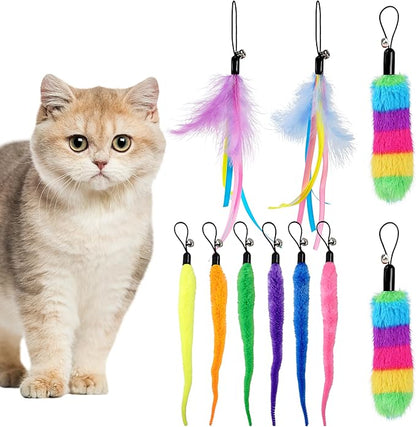 GOGODOGYA Interactive Cat Toys for Indoor Cats - Cat Ball Toy Attachment with Feather Toys and Worm Toys, Refills for Smart Exercise Cat Ball Tail