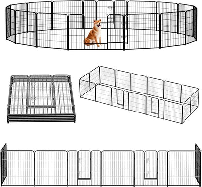 NEWBULIG Dog Playpen 16 Panels 32" Height Foldable Heavy Duty Metal Dog Exercise Playpen Puppy Fence for Indoor Outdoor Yard