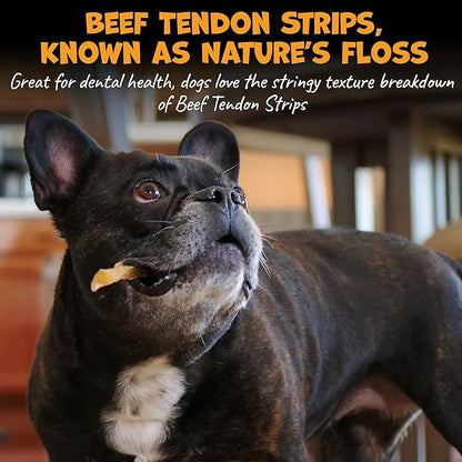 Pack Approved Beef Tendons for Large Dogs & Medium Breeds - Digestible Chews & Dog Treats for Large Dogs - Single Ingredient Dog Chew Sticks - 7-10" (12ct)