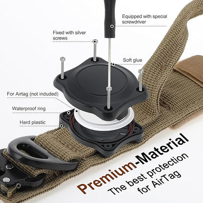 Dog Collar, Waterproof Tactical Dog Collar with Control Handle and Zinc Alloy Buckle, Pet Collar for AirTag, Medium Large Dogs, XLarge, Khaki (Includes Screwdriver Accessories)