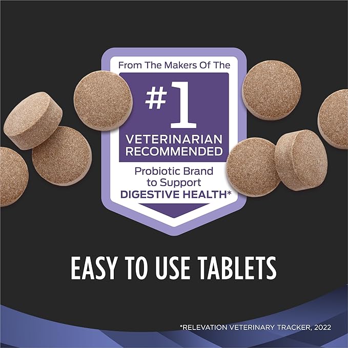 Purina Pro Plan Veterinary Supplements FortiFlora Probiotics for Dogs Chewable Tablets for Digestive Gut Health and Diarrhea - 90 ct. Canister