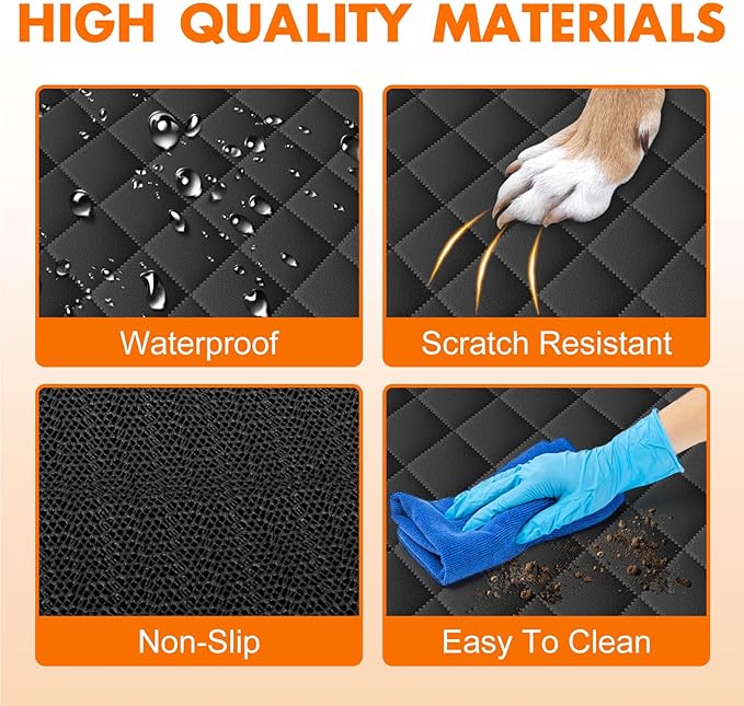 NECKORY Backseat Cover for Dogs, Waterproof and Non-Slip Pet Bench Seat Covers, Car Seat Protector for Back Seat, Universal Size Rear Car Seat Cover Fits Cars, Trucks and SUVs, L-Black