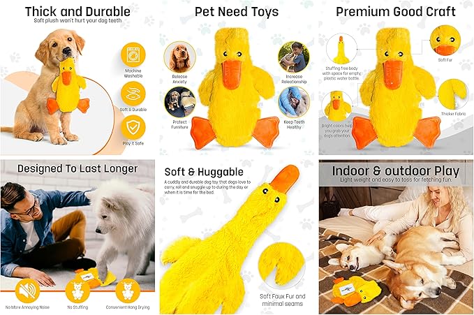 FGA MARKETPLACE Duck-Fox Flat NO Stuffing NO Squeak Plush Dog Toy, Funny Style Will Entertain Your Pet for Hours, Recommended for Small and Medium Dog 21 INCH Long