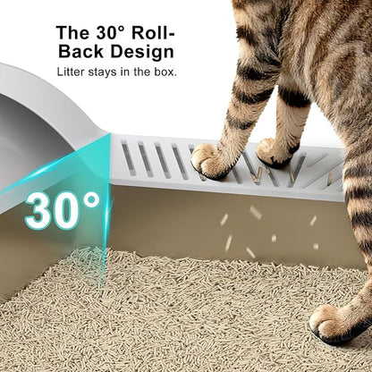 Stainless Steel Litter Box Extra Large for Big Cats and Multi-Cats | Jumbo Extra Large Metal Cat Box with High Sided Lid, Anti-Urine Leakage, Non-Stick,Include Litter Scoop