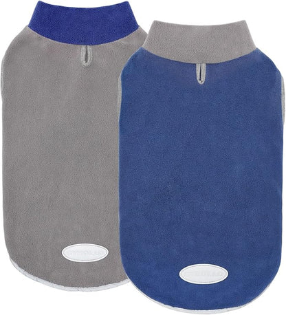 cyeollo 2 Pack Dog Sweater Fleece Reflective Doggy Sweatshirt Pullover Stretchable Warm Dog Vest with Leash Hole Winter Dogs Clothes for Small Puppy Dogs Size S