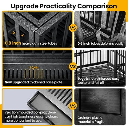 Oranland 38 inch Heavy Duty Indestructible Dog Crate,2025 New Upgraded Reinforced Baseplate for Large Dogs,XL Dog Kennel Indoor for High Anxiety Dogs/Max Load Capacity 200lbs/Double Door with Wheels