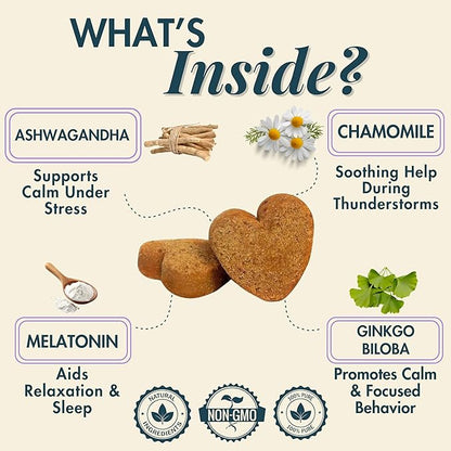 Wholistic Pet Calm & Relaxed - Calming Chews for Dogs - L-Theanine Manages Stress & Separation Anxiety - Melatonin for Dogs Anxiety Relief & Sleep Aid - Daily Dog Calming Treats - Bacon - 90 Chews