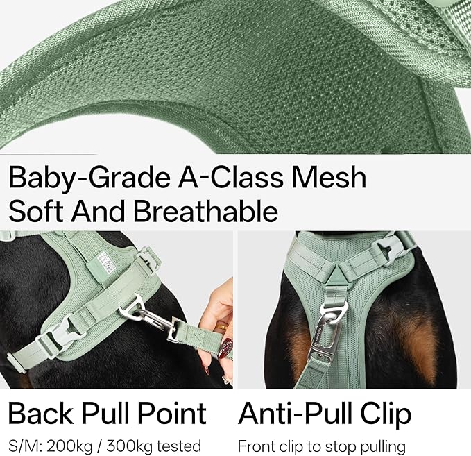 All-Weather No Pull Dog Harness Reflective Vest Harness QR Code Anti-Lost Adjustable Quick-Release Buckle Soft Padded Breathable Harness for Small Medium Large Dog (Super Reflect-Black, M)