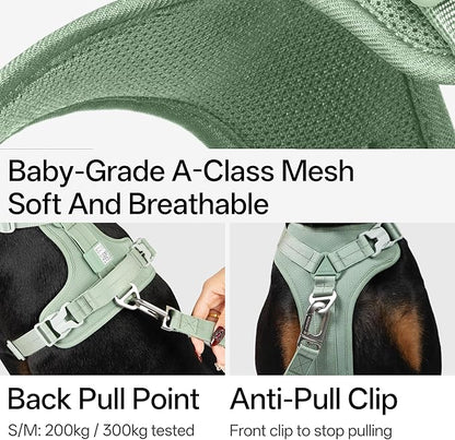 All-Weather No Pull Dog Harness Reflective Vest Harness QR Code Anti-Lost Adjustable Quick-Release Buckle Soft Padded Breathable Harness for Small Medium Large Dog (Super Reflect-Black, M)