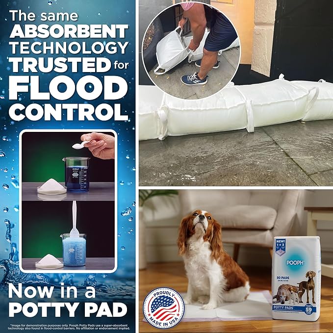 POOPH® Potty Pads™ – 25 Count – Superior Absorbency & Odor Control – Absorbs 59oz, Leak-Proof, Track-Proof, Spill-Proof – Quick-Dry, Disposable, 24x24 Inch – for Puppies, Seniors, Housebound Pets