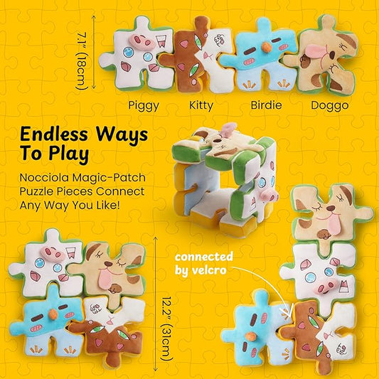 Nocciola Tearable Rip Pull Apart Squeaky Dog Puzzle Toys, 4 in 1 Enrichment Interactive Plush Stuffed Crinkle Chew Toys for Small Medium Large Breeds