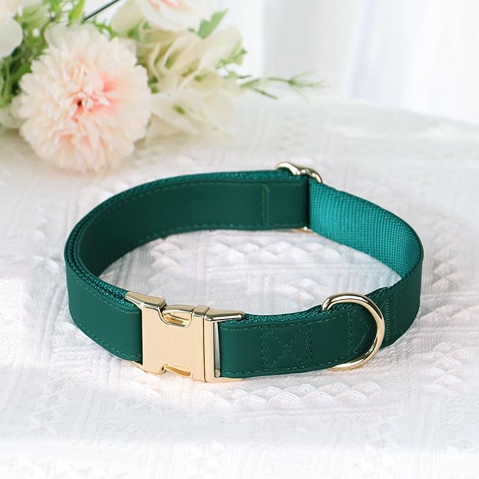 PET ARTIST Soft PU Leather Dog Collar, Bright Color & Durable Dog Collar Leather with Rose Gold Quick Release Metal Buckle, Adjustable Nylon Padded Pet Collars for Large Dogs, Neck Fit 16-27"