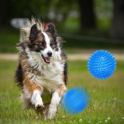 Ousiya 3.5” Squeaky Dog Toy Balls (6 Colors) Dog Toys Spikey Dogs Ball for Aggressive Chewers Heavy Duty Teething Large Medium Durable Dogs Balls
