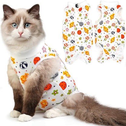 Hpetppy Cat Recovery Suit for Spay Abdominal Wounds, Breathable Cat Onesie for Cats After Surgery Female, Kitten Surgical Recovery Suit Female Cone of Shame Alternative for Cats Anti Licking