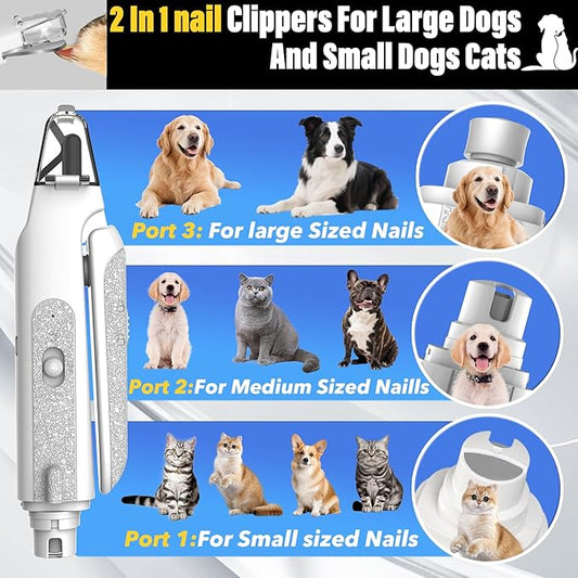 CATPICK 2-in-1 Cat Nail Clippers & Dog Nail Clippers Trimmers for Large Medium Small Dogs Cats Claw Trimmer Quick Sensor and Safety Guard USB Rechargeable with 2 LED Lights Dogs Nail Trimmer