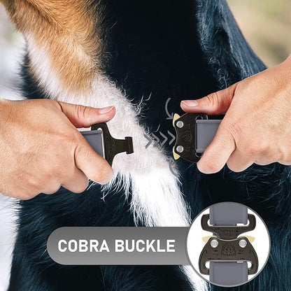 NexaPaw Biothane Dog Collar with Cobra Buckle - Made in USA - QR Code Dog Tag ID Included - Adjustable Heavy Duty Dog Collars for Medium Large Dogs - Waterproof Military Grade Tactical Collar