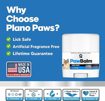 Lick Safe Cat Paw Balm - 1 Oz Paw Balm for Cats - Natural Paw Butter for Cats - Vet Recommended Cat Paw Protection - Paw Wax for Cats - Fix Dry Cracked Paws - Cat Paw Moisturizer Stick - Cat Stuff