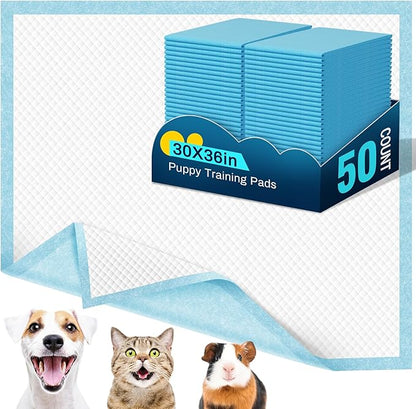VJJ Puppy Pads XL 30"x36", 50 Count Pee Pads for Dogs Large for Doggie&Cats, Disposable Dog Pee Pads Extra Large, X-Large Potty Pads for Indoor, Outdoor Use