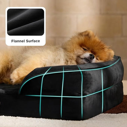 Bedsure Orthopedic Dog Beds for Small Dogs - Washable Small Dog Cat Bed Waterproof, Comfort Pet Couch Sofa with Washable Removable Cover, Pets Bed with Nonskid Bottom, Black, 24"