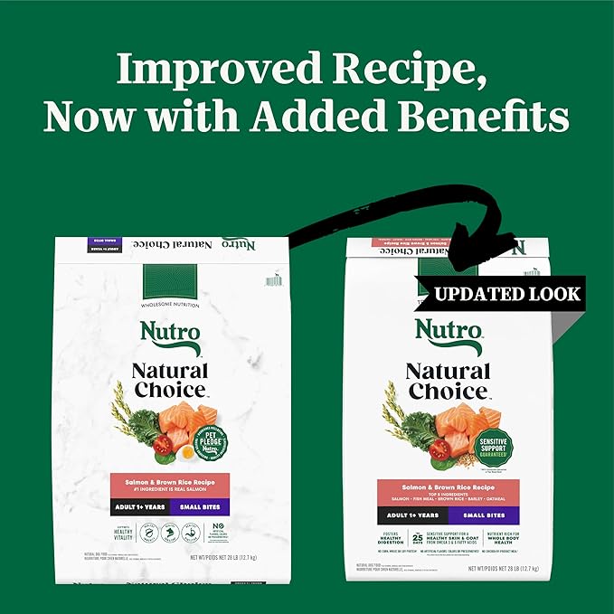 Nutro Natural Choice Adult Small Bites Dog Food, Salmon & Brown Rice Recipe, 28 lb. Bag