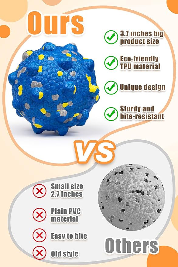Moonorange 3.7'' Dog Balls for Dogs Aggressive Chewers Indestructible Tennis Durable Bouncy Interactive Dog Toy for Fetch Game Floating Balls (Blue Large)