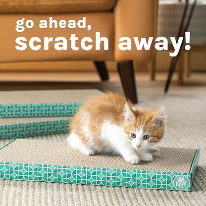 Kitty City XL Wide Corrugate Cat Scratchers 3 Pieces, Cat Scratching, Cat Scratch Pad, Door Clips, Furniture Protectors from Cat Scratching