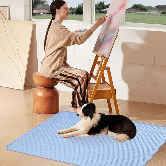 Pee Pads for Dogs, 40" x 28" Extra Large Reusable Silicone Mat, Washable Puppy Training Pads for Potty Training, Non-Slip, Leak-Proof, Indoor Floor Protection (Blue)