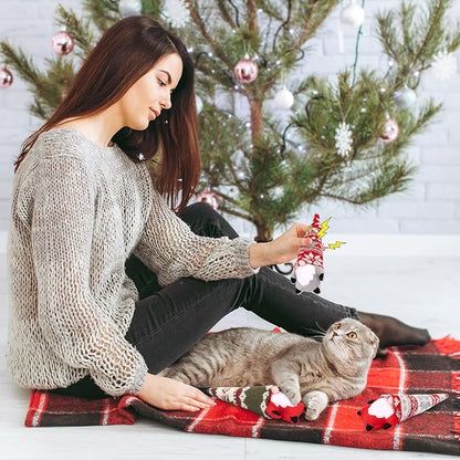Retro Shaw Christmas Cat Toys, Xmas Catnip Toys for Indoor Kitten Kitty, Safe Kitten Teeth Cleaning Toy, Interactive Cat Chew Kitty Kicker Toy Santa Claus