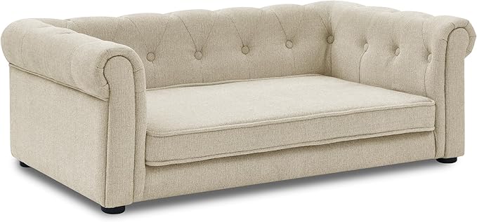 KEIKI 39" Dog Bed for Medium and Large Dogs, Elevated Pet Sofa Bed, Durable Elevated Dog Couch Bed with Legs, Beige