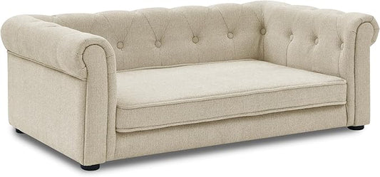 KEIKI 39" Dog Bed for Medium and Large Dogs, Elevated Pet Sofa Bed, Durable Elevated Dog Couch Bed with Legs, Beige