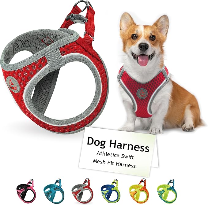 DOCO No Pull Dog Harness for Large Dogs | Adjustable Choke-Free Dog Vest with Breathable Air Mesh | Lightweight & Reflective for Training & Daily Walks – Red, Medium (Chest 16–17 in, 10–15 lbs)