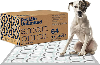 Pet Life Unlimited Smart Prints Extra Extra Large Puppy Pads – 30" x 36", 64 Count (XXL) | Stylish Dog Training Pads with Odor Controlling Wetness-Activated Magnolia Blossom Scent | USA Made