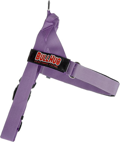BULLHUG Adjustable Dog Harness– No Pull, No Choke – for English Bulldogs, French Bulldogs, Pugs & Broad-Chested Breeds – Easy, Safe Walks (Purple, Large)