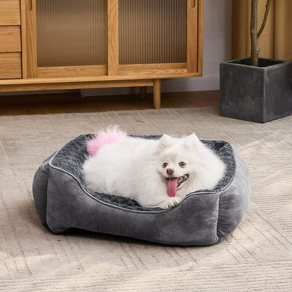 JOEJOY Rectangle Dog Bed for Large Medium Small Dogs - Washable Orthopedic Sofa Bed, Soft Breathable Puppy & Pet Cuddler, Durable Calming Dog Bed with Anti-Slip Bottom, Multiple Sizes, Dark Grey