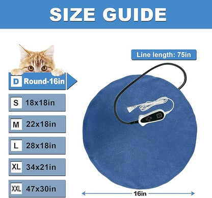 Bestio Cat Heating Pad，16 in Heating Pad for Cats,Obtain UL & MET certificat with Smart Thermostat Switch (1-24 Hours) + Electric Steel Wire Protection Tube，Suitable for Pet-Blue