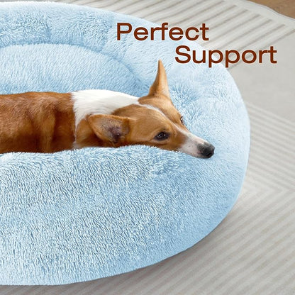 JOLLYVOGUE Dog & Cat Bed, Calming Anti-Anxiety Pet Bed for Small Dogs, Fluffy Donut Cushion for Small and Medium Pets (20")