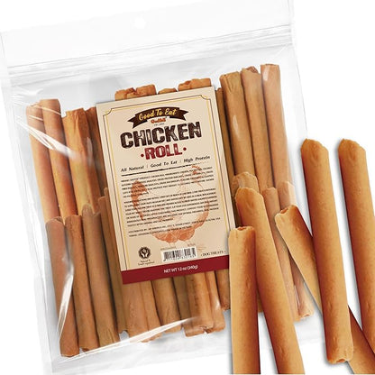 Gootoe Dog Treats, Chicken Jerky for Dogs - Premium Dog Training Treats; High-Protein, Gluten-Free, Hypoallergenic, Grain-Free, Chicken Roll, 12 oz