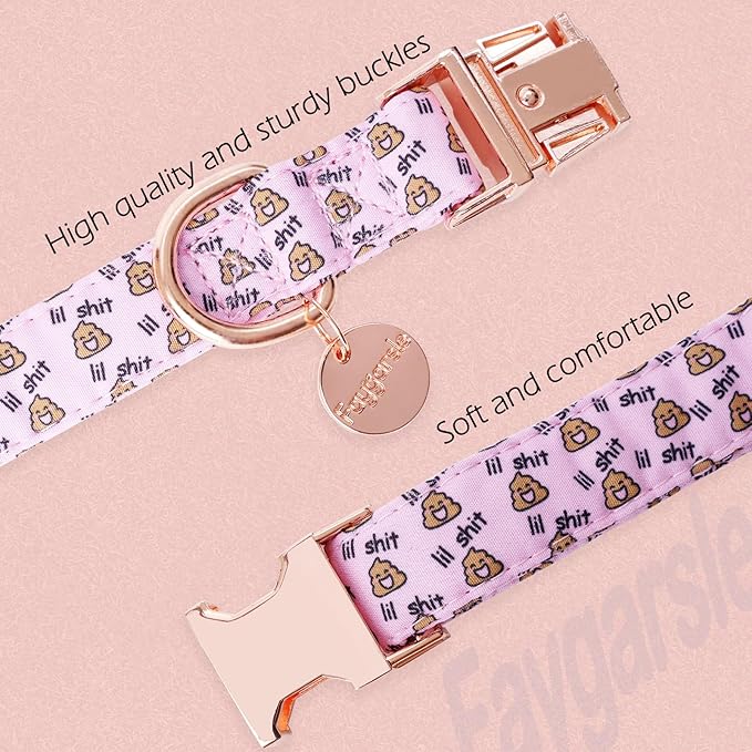 Faygarsle Pink Dog Collar for Small Medium Large Dogs Cute Puppy Collars for Female Dogs Funny Dog Collars for Summer Spring Wedding Necklace Girl Dog Collar S