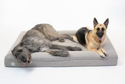Bluewater Dog Luxury Boucle Orthopedic Memory Foam Dog Bed with Waterproof Liner and Machine Washable Cover with YKK Zippers (X-Large, 61" L x 44" W x 7" Th, Sand)