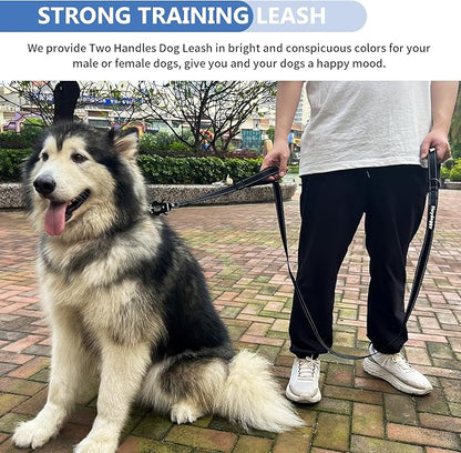 Strong Heavy Duty Dog Leash - 6ft Reflective Nylon Training Leash with Soft Padded Double Handle & Auto Lock Frog Clip - Safety Traffic Control for Large Medium Small Dogs No Pull Walk Black Black,6ft