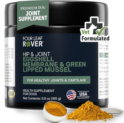 Hip & Joint - Joint Supplement for Dogs with Green Lipped Mussel, Eggshell Membrane and Curcumin - Veterinarian Formulated - 60 Day Large Dog Supply