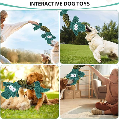 Squeaky Plush Stuffed Pet Toys With Crinkle Paper - Interactive Tug of War for Small, Medium, Large Dogs - Cute Puppy Toy to Keep Them Busy
