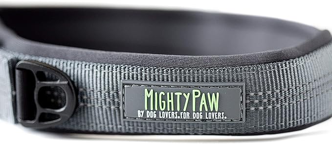 Mighty Paw Dog Collar - Neoprene Padded - Reflective for Running - Extra Comfort for Active Dogs - Lined and Strong Collar - Premium Quality for All Breeds - Soft